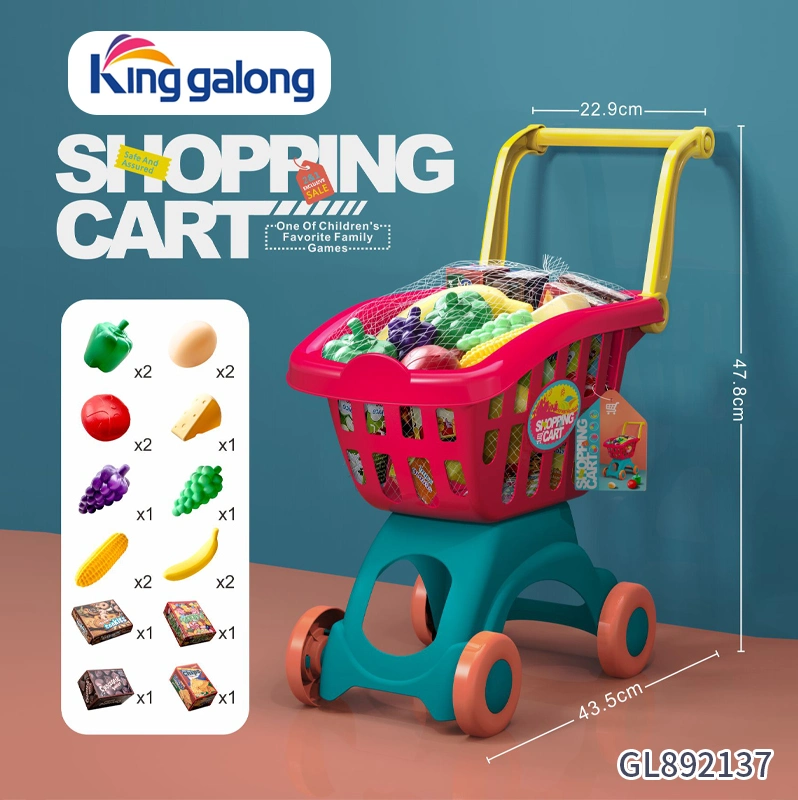 Mini Shopping Cart Toy Kids Grocery Kitchen Supermarket Pretend Play Food Accessories for Children Girls Boys Play Food Toy Play Set