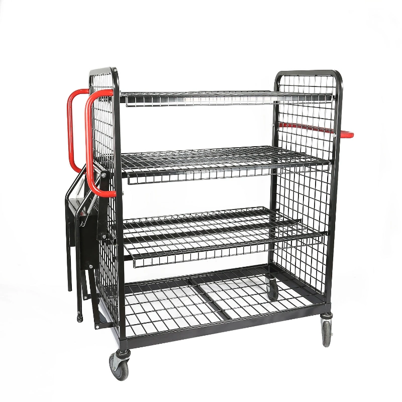 Moveable Warehouse Order Picking Trolley Logistic Step Ladder Cart