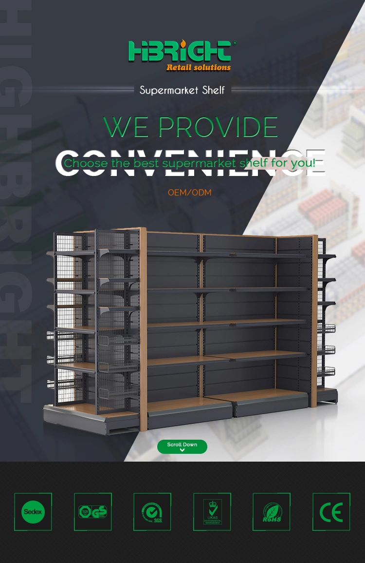 Wooden Convenience Gondola Retail Shelving Store Shelf